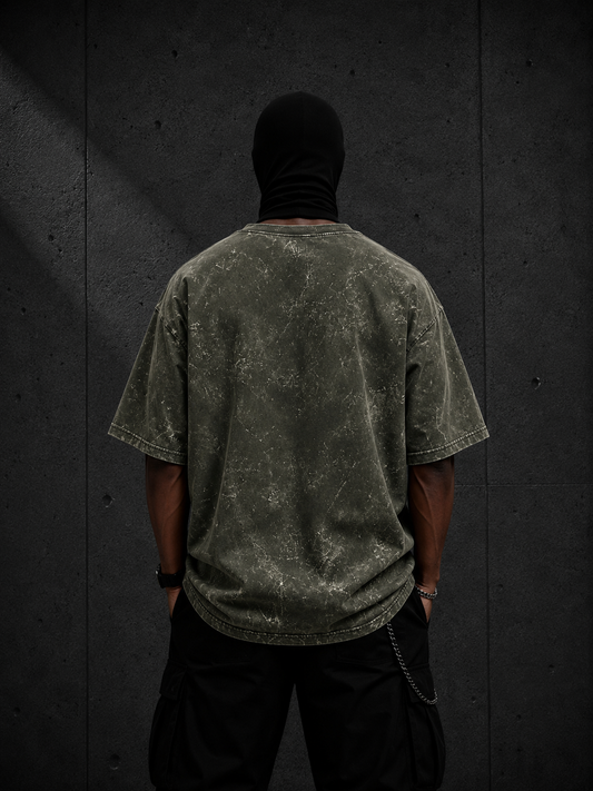 Phantom Olive Green Acid Wash Tee