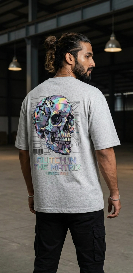 Northhue Glitch Protocol Oversized Tee — Cyber Matrix Edition