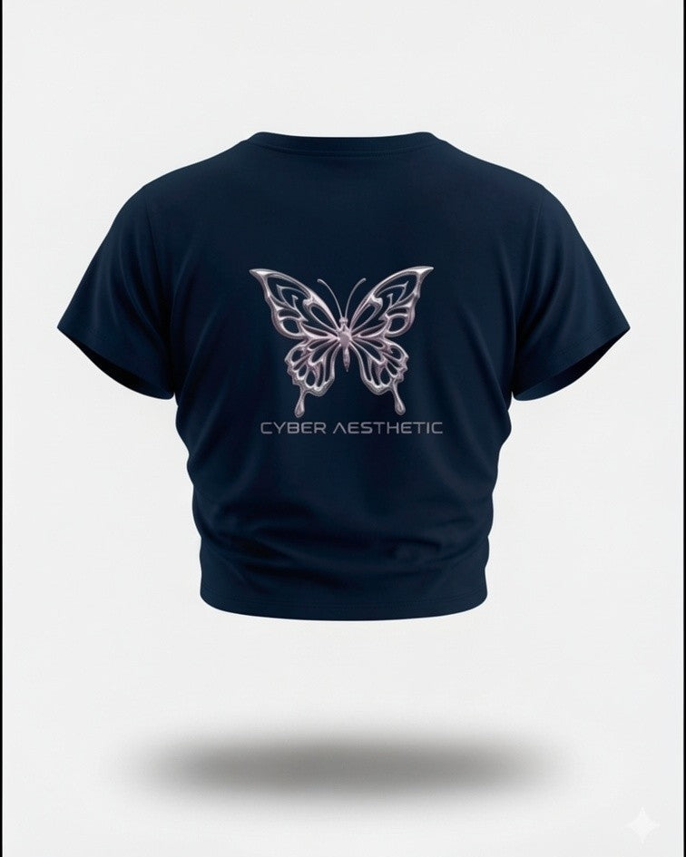 Northhue Cyber Flutter Crop Top – Midnight Edition