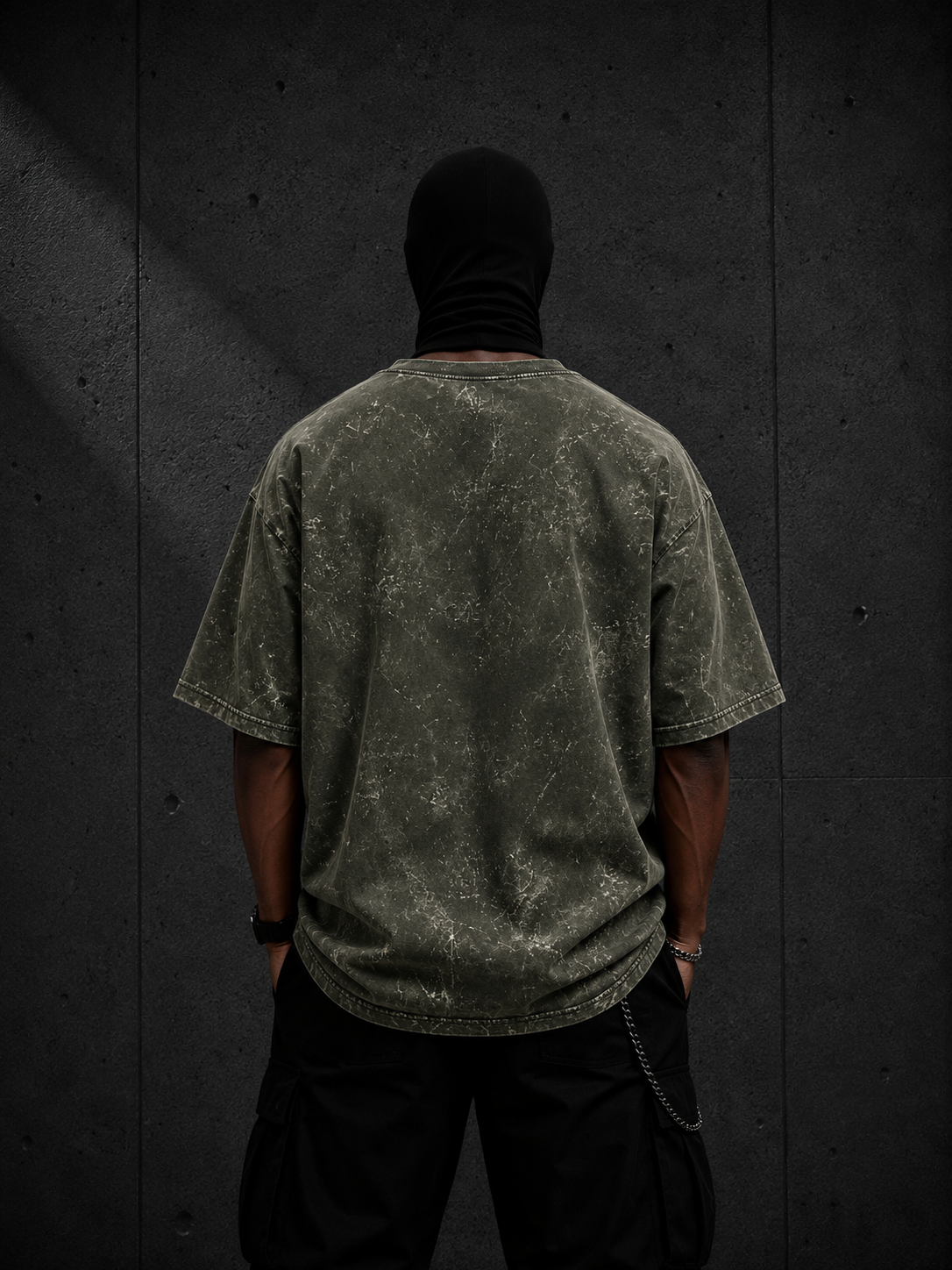 Phantom Olive Green Acid Wash Tee
