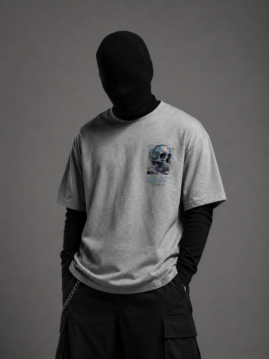 Northhue Glitch Protocol Oversized Tee — Cyber Matrix Edition