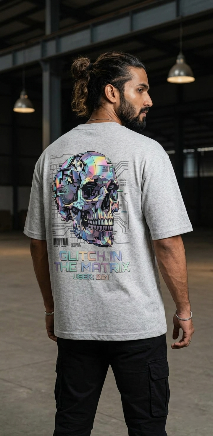 Northhue Glitch Protocol Oversized Tee — Cyber Matrix Edition