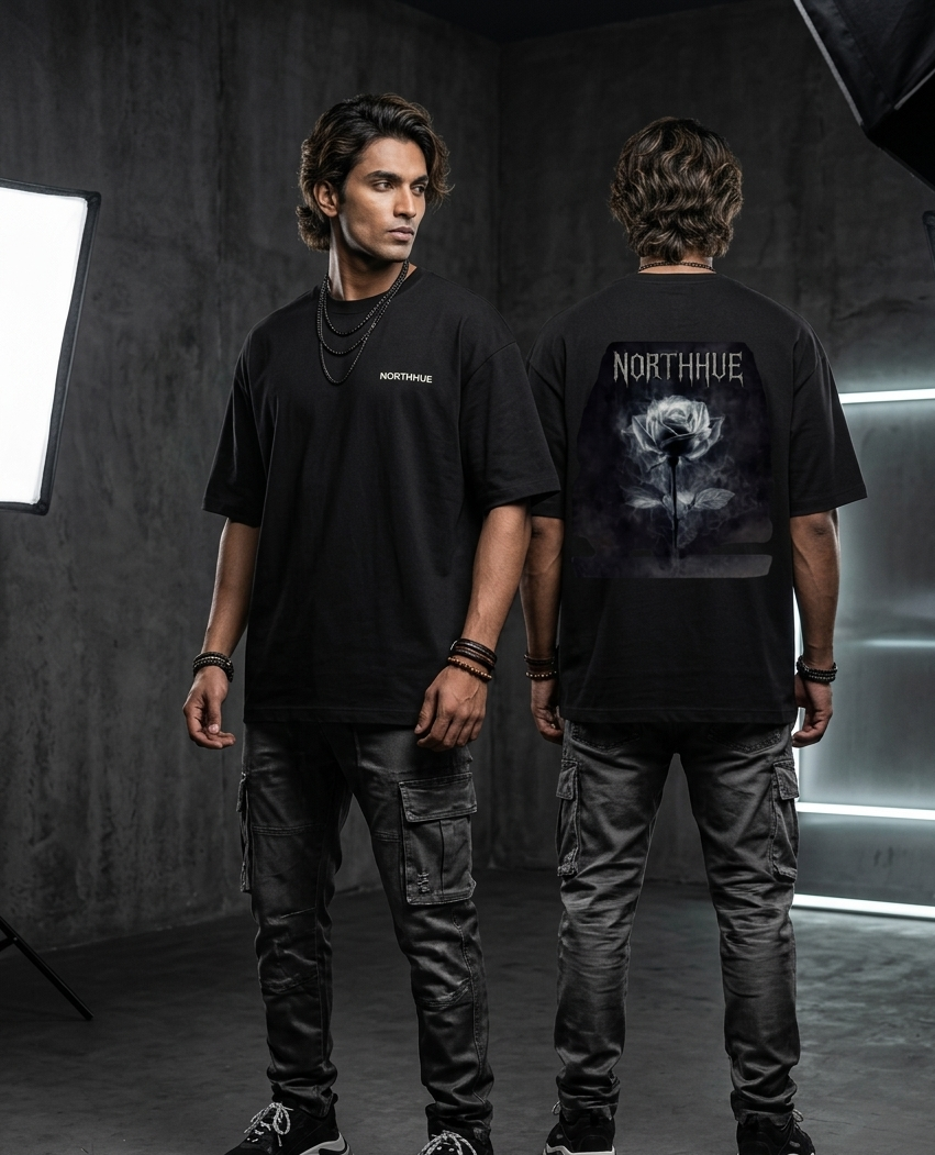 Northhue Phantom Rose Oversized Tee – Dark Luxury Edition