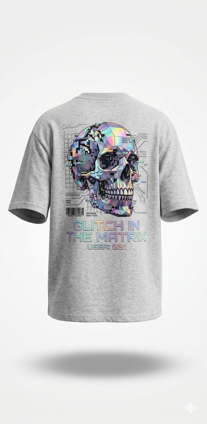 Northhue Glitch Protocol Oversized Tee — Cyber Matrix Edition