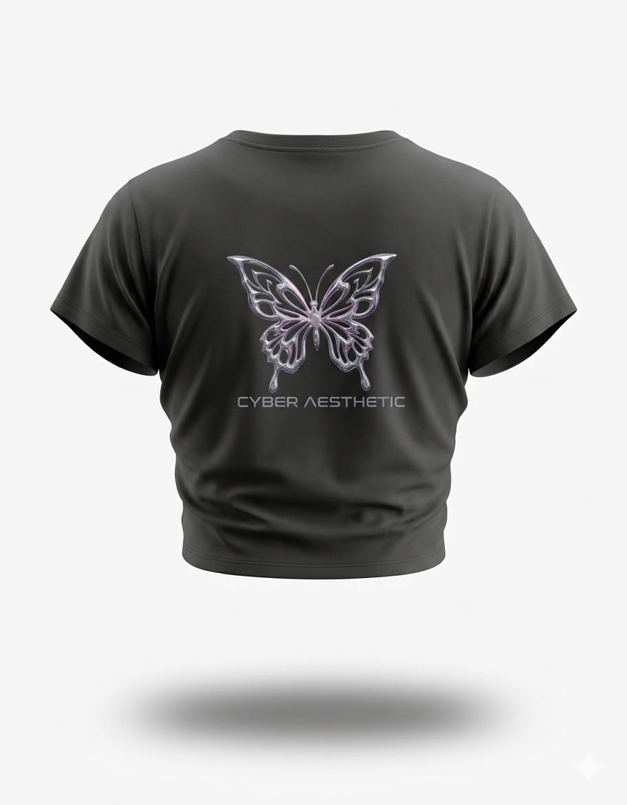 Northhue Cyber Flutter Crop Top – Midnight Edition
