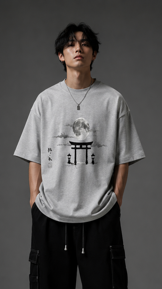 Tsuki Gate Oversized Tee – Minimal Japanese Streetwear